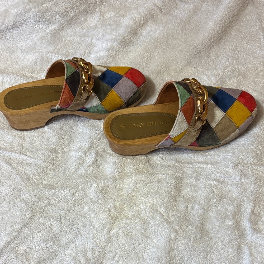 Tory Burch Multicolor Patchwork Mules With Gold D… - image 3